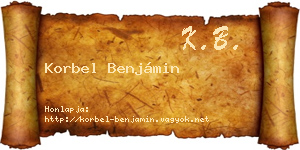 Korbel Benjámin névjegykártya